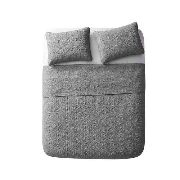 VCNY -  Home Caroline Embossed Floral Quilt Set - Gre Gray - Picture 2 of 4